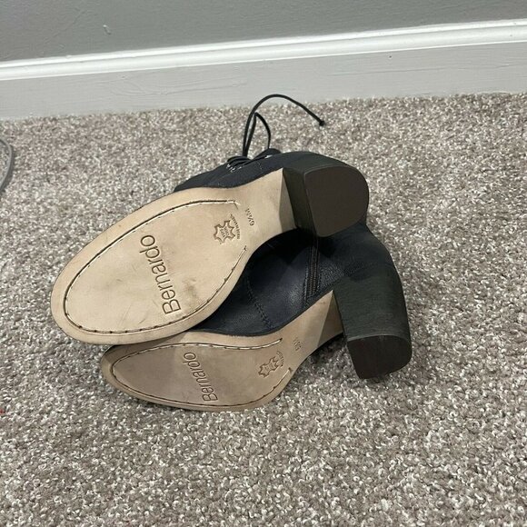 Bernardo Womens Boots Size 6.5 M Dark Gray Leather Zip Side Lace Up Mid Calf - Picture 7 of 9